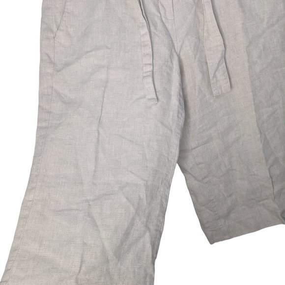 Talbots Womens 100% Irish Linen Tan Wide Leg‎ Crop Pants Tie Belt Size 10 - Picture 5 of 6